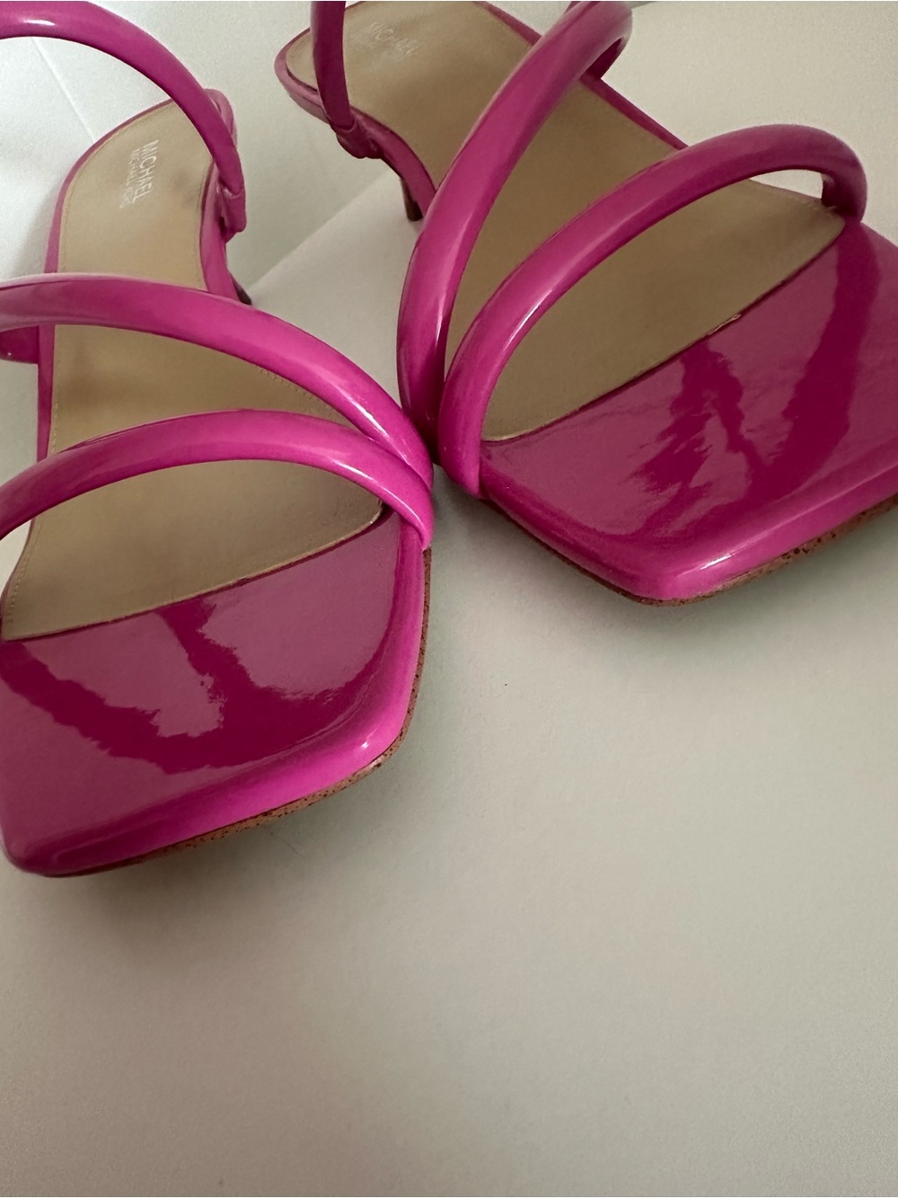 Michael Kors Pink Strappy Patent Kitten Heel Sandals - Picture 7 of 16